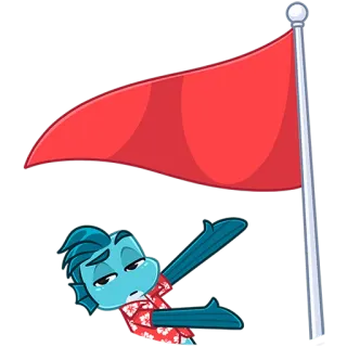 🐟 6f9aeacc adesivo, desenho animado, bandeira vermelha, peixe, exaustivo, fracasso telegram sticker