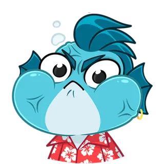 🐟 73777f84 peixe desenho animado, zangado, camisa tropical, peixe azul, personagem de desenho animado, cara de peixe telegram sticker