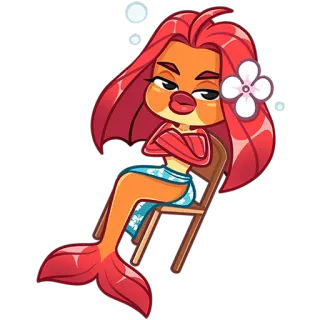 🐟 b14c7f2c sereia, desenho animado, peixe, personagem, tropical, havaiano telegram sticker