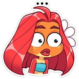 😳 99247586 dessin animé, femme, cheveux roux, animé, expression, fille telegram sticker