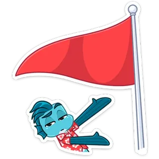 🚩 99855e44 drapeau rouge, dessin animé, déception, échec, autocollant, personnage, triste, abandon telegram sticker