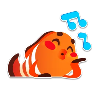 😗 261da916 ikan, kartun, musik, bersiul, oranye, imut telegram sticker