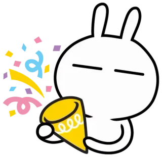 🎉 3dfe5413 토끼, 축하, 파티, 색종이, 만화 whatsapp sticker
