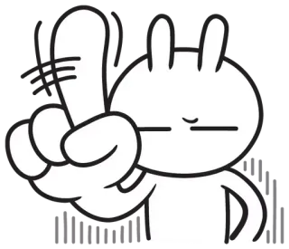 ☝️ 3ff6e4c3 토끼, 평화 기호, 제스처, 만화, 토끼, 흰색 whatsapp sticker