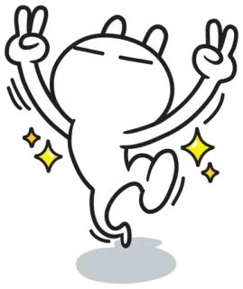 ✨ ba88c275 스티커, 토끼, 평화기호, 흰색, 만화, 귀여운, 반짝이, 행복한 whatsapp sticker