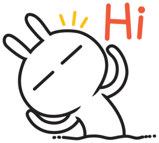 ✋ c25bc77f Hi 만화, 토끼, 인사, 안녕, 귀여운 whatsapp sticker