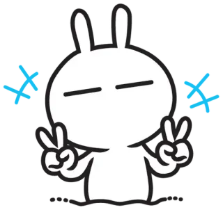 ✌️ c2e2769f 토끼, 평화 기호, 토끼, 스티커, 만화 whatsapp sticker