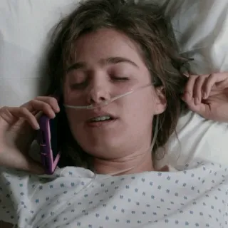 🥀 6d41f86f persona, donna, ospedale, malato, telefono whatsapp sticker