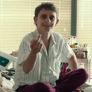 🥀 92ad6106 dito medio, gesto offensivo, persona, interno, camera da letto whatsapp sticker