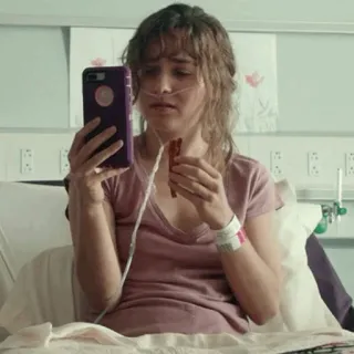 🥀 b7f8ef8e donna, ospedale, malattia, paziente, mangiare, letto whatsapp sticker