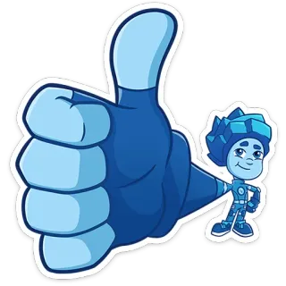 👍 f127118d Daumen hoch, Blau, Cartoon, Animation, Figur, Positiv, Okay telegram sticker