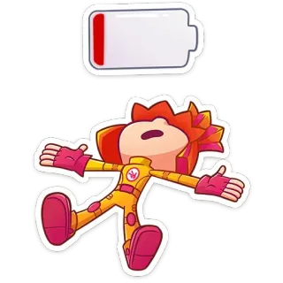 😲 3105c6ef батарея, низкий заряд, разряжен, персонаж, мультфильм telegram sticker