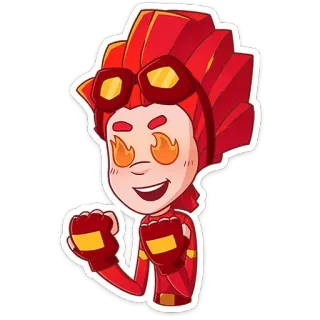 ⭐ 4c5a7d5e мультфильм, персонаж, красный, очки, огонь, энергия telegram sticker