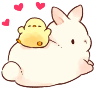 🥰 fbbb7cbb rabbit, bunny, chick, animal, cute, hearts, kawaii telegram sticker