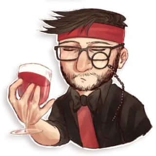 🍷 083acd5b người đàn ông, rượu vang, kính một tròng, kính, đỏ, đồ uống, chân dung telegram sticker