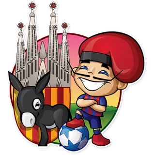 ⚽ 800d1665 축구, 축구, 당나귀, 만화, 국기, 스페인, 바르셀로나, 카탈루냐 telegram sticker