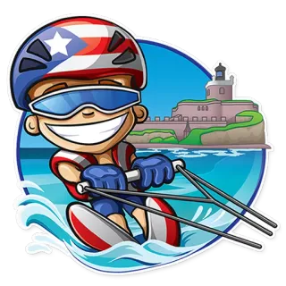 🇵🇷 dd7ce273 푸에르토리코, 수상스키, 만화, 수상 스포츠, 여행, 관광 telegram sticker