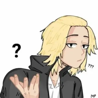 🤨 bbd37664 Mikey ? ??? anime, personaggio, domanda, confusione, pensiero whatsapp sticker