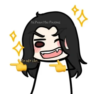 😉 dcc2583b Em đẹp lắm Cartone animato, Personaggio, Sticker, Vietnamita, Pistole con le dita, Indicare whatsapp sticker