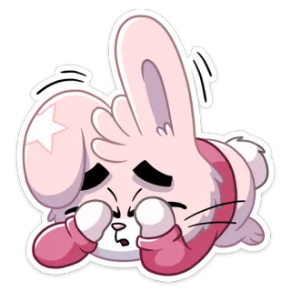🙈 97ff5975 cartoon, rabbit, cute, pink, sad, lying down whatsapp sticker