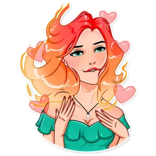 😍 8261a452 mujer, chica, corazones, retrato, personaje, pegatina telegram sticker