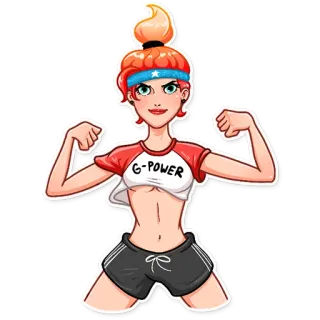 💪 88cd9dbb G-POWER fitness, entrenamiento, ejercicio, gimnasio, mujer, dibujo animado telegram sticker