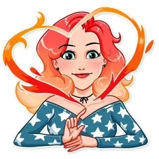 ❤️ 89723dd8 pegatina, mujer, chica, fuego, estrellas, dibujos animados telegram sticker