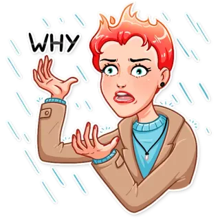 😰 a9766ae9 WHY pregunta, confundido, expresión, mujer, dibujo animado, emoción, pelo rojo, por qué telegram sticker