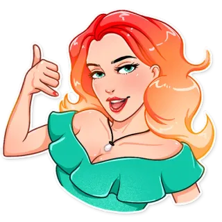 🤙 b3bb60ea mujer, dibujos animados, chica, pelo rojo, llámame telegram sticker
