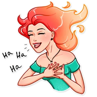 😂 fa780811 HA HA HA riendo, mujer, pelo rojo, feliz, dibujos animados, alegre telegram sticker