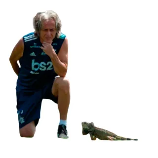 🦎 fbeb1985 uomo, lucertola, iguana, pensare, inginocchiato, guardare, animale telegram sticker