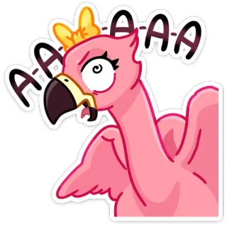 😠 70e15278 AAAAAA фламинго, мультик, наклейка, принцесса, птица, смешной telegram sticker