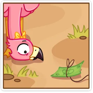 💵 9a5d50c2 фламинго, мультфильм, деньги, доллар, галстук, розовый, птица, милый telegram sticker