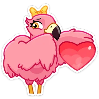 ❤️ 9c6a9c25 фламинго, мультик, сердце, милый, животное, птица, каваий telegram sticker