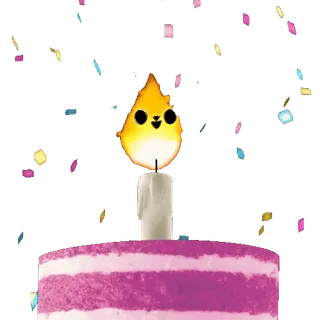 🥳 3cf6b3eb วันเกิด, เค้ก, เทียน, เปลวไฟ, การเฉลิมฉลอง, กระดาษโปรย telegram sticker