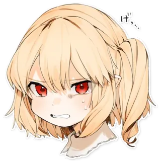 😠 2e391153 け 애니메이션, 여자, 울음, 뿌루퉁, 금발, 빨간 눈 telegram sticker