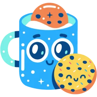 ✨ 03f8d816 머그컵, 쿠키, 음료, 음식, 달콤한, 귀여운, 만화 whatsapp sticker