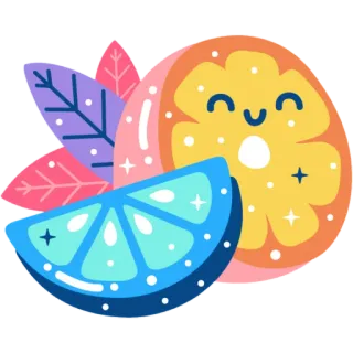 🍊 88ba2211 과일, 오렌지, 조각, 귀여운, 카와이, 일러스트, 만화 whatsapp sticker