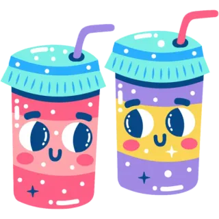 🥤 9fd6d409 음료, 귀여운, 카와이, 만화, 음료, 일러스트 whatsapp sticker