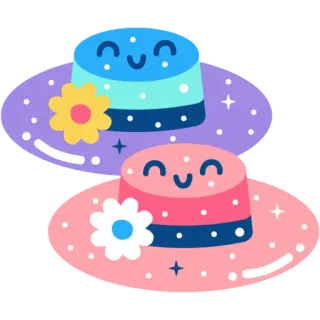 🌸 e54934f6 모자, 귀여운, 스티커, 꽃, 파스텔, 디저트 whatsapp sticker