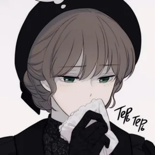 ✖️ 265ed792 Tep Tep piangere, triste, fazzoletto, anime, cartone animato, donna whatsapp sticker