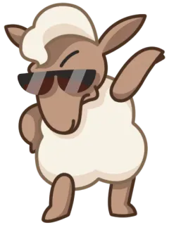 😎 23ae400b แกะ, ท่าเต้น dab, สัตว์, แว่นกันแดด, การ์ตูน, ตลก, น่ารัก telegram sticker