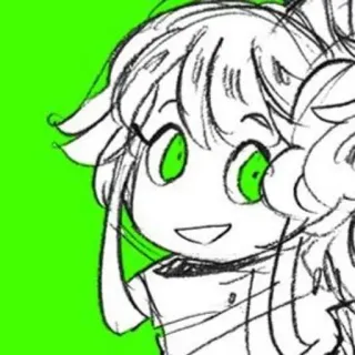 🧪 038b6a05 Аниме, Мультфильм, Девушка, Эскиз, Зеленый telegram sticker