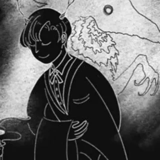 📼 d4831f3f искусство, чёрно-белый, иллюстрация, фэнтези, персонаж, существо telegram sticker