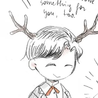 📼 d5a13693 something for you, too! олень, рога, милый, человек, улыбка telegram sticker