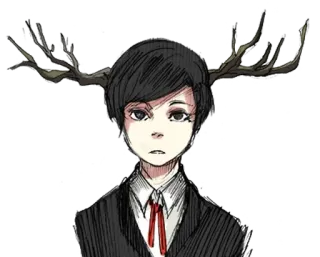 📼 e64fe516 рога, персонаж, иллюстрация, портрет, готика, человек, костюм telegram sticker