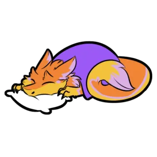 😴 26af2fc7 여우, 자는, 동물, 만화, 귀여운, 베개, 낮잠 whatsapp sticker