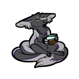 😊 3a6843fc 퍼리, 귀여운, 늑대, 의인화, 캐릭터, 만화, 커피, 병 whatsapp sticker