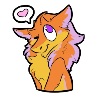 ❤ daec4be1 만화, 동물, 퍼리, 여우, 귀여운, 하트, 주황색 whatsapp sticker