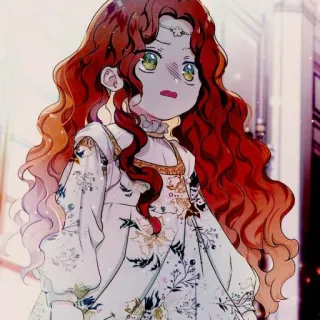 🍓 30168168 dibujo animado, anime, chica, pelo rojo, vestido, niña telegram sticker